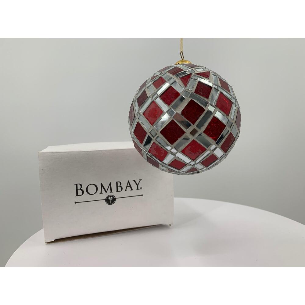 Vintage Christmas Mosaic Tree Ornament Bombay Company NIB